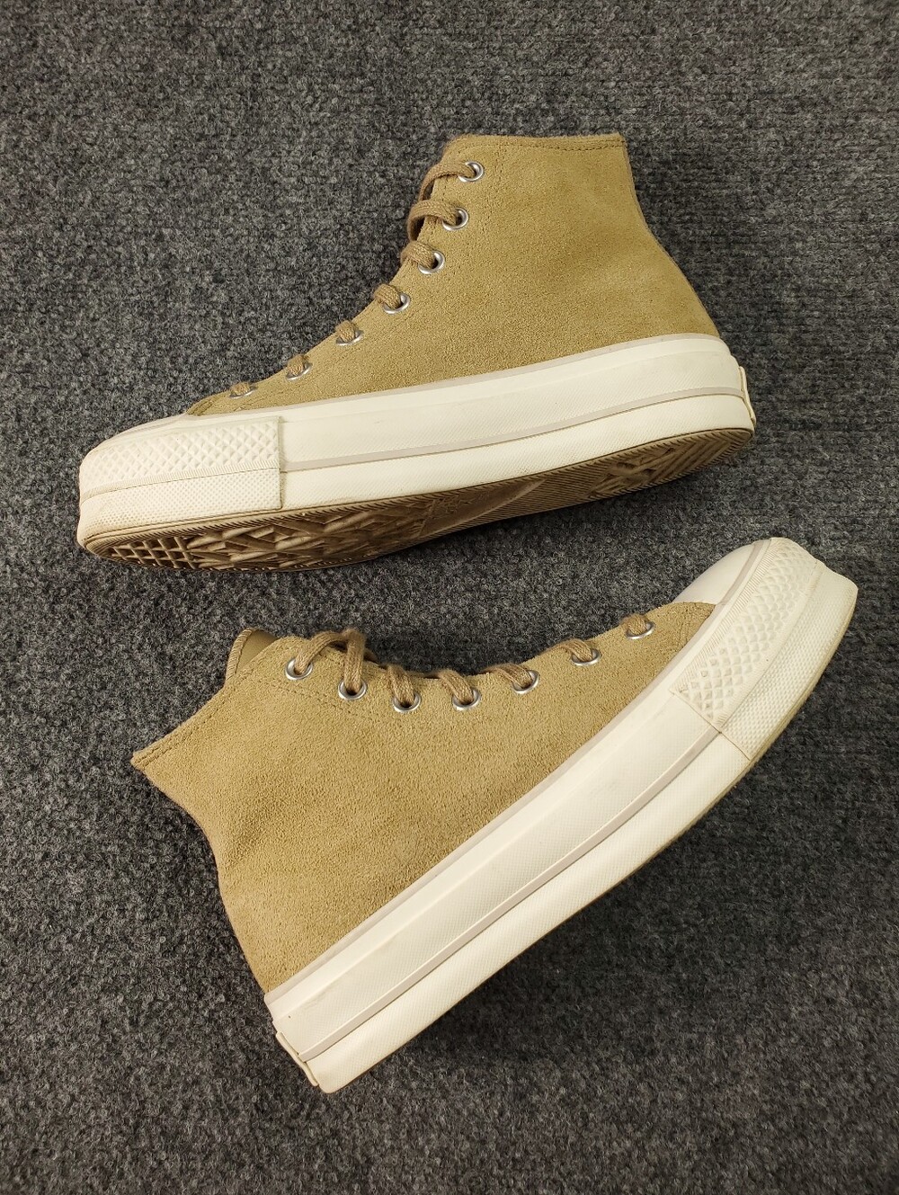 Converse Chuck Taylor All Star Lift Platform Suede Womens 8.5 Hi Top Nomad Khaki - Picture 7 of 12